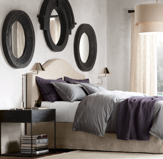 Mansard Scroll Mirror - Black 
