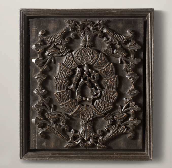 Hand-Carved Rococo Wood Panel Black Small