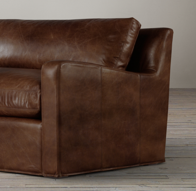 5' Belgian Slope Arm Leather Sofa