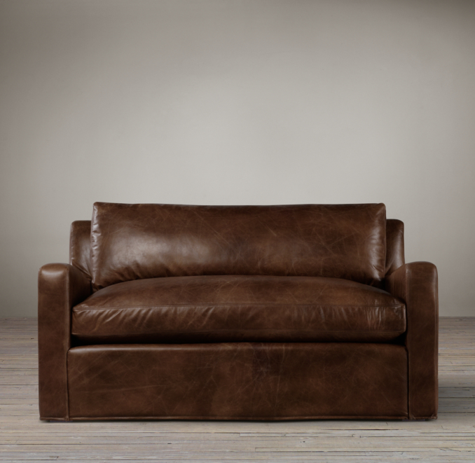5' Belgian Slope Arm Leather Sofa