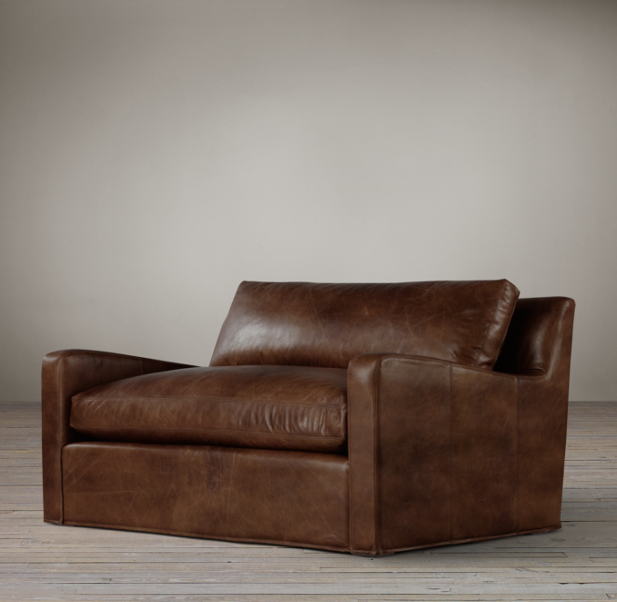 5' Belgian Slope Arm Leather Sofa