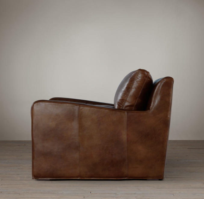 5' Belgian Slope Arm Leather Sofa