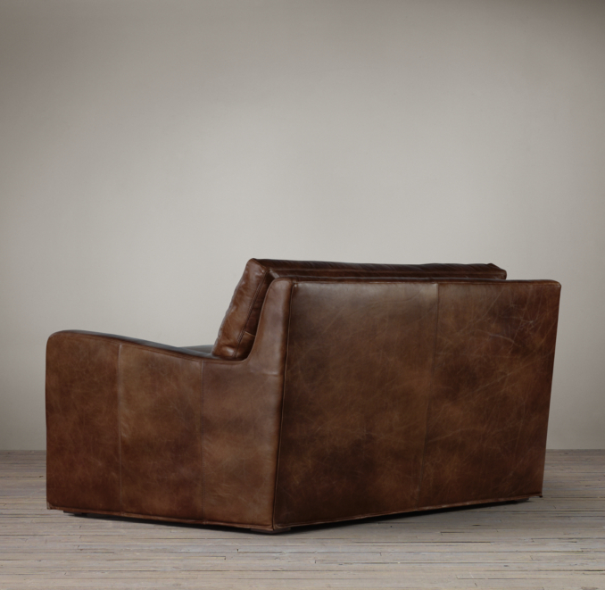 5' Belgian Slope Arm Leather Sofa