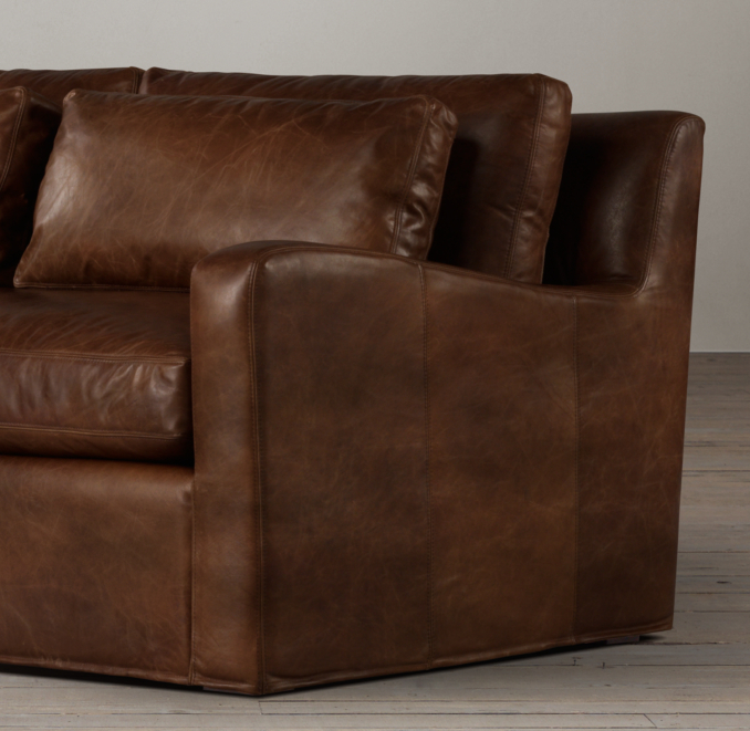 6' Belgian Slope Arm Leather Sofa
