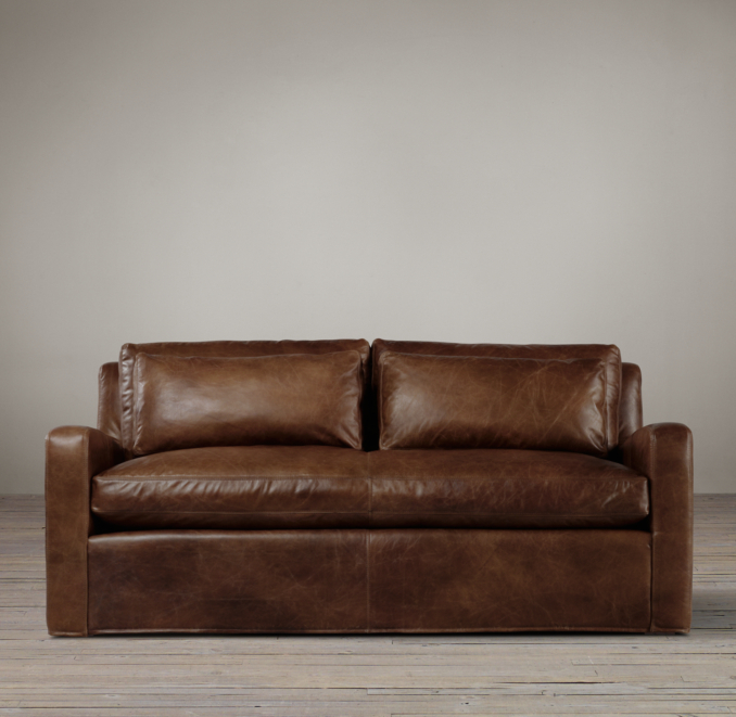 6' Belgian Slope Arm Leather Sofa