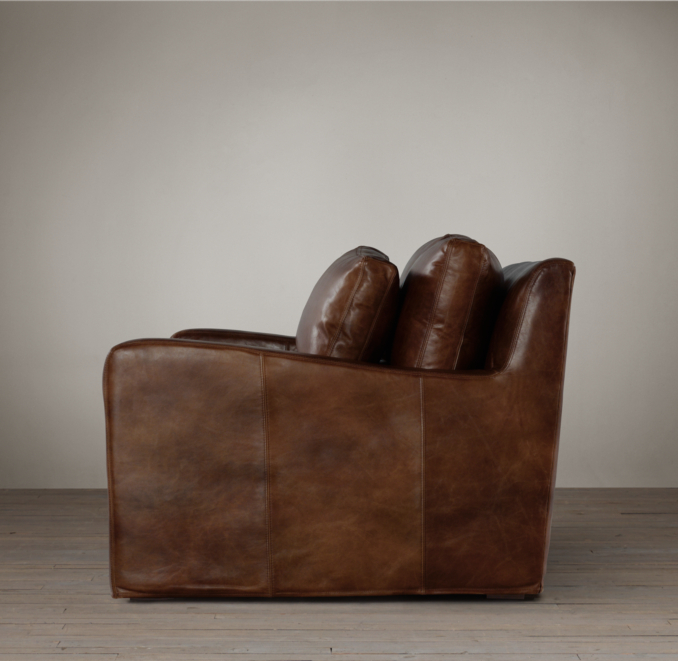 6' Belgian Slope Arm Leather Sofa