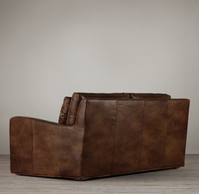 6' Belgian Slope Arm Leather Sofa