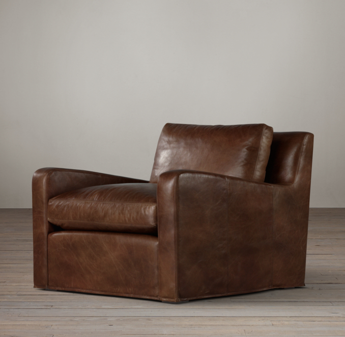 Belgian Slope Arm Leather Swivel Chair