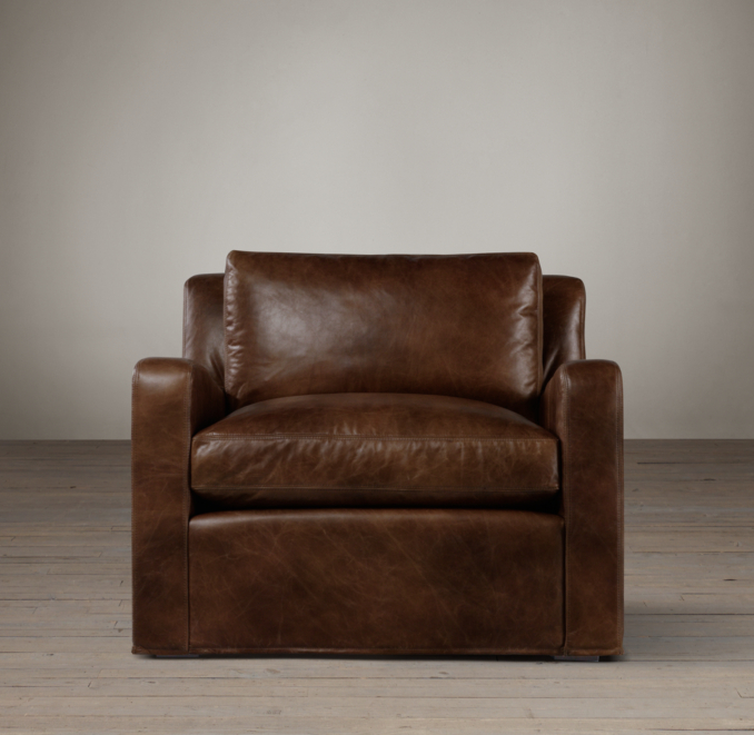 Belgian Slope Arm Leather Chair