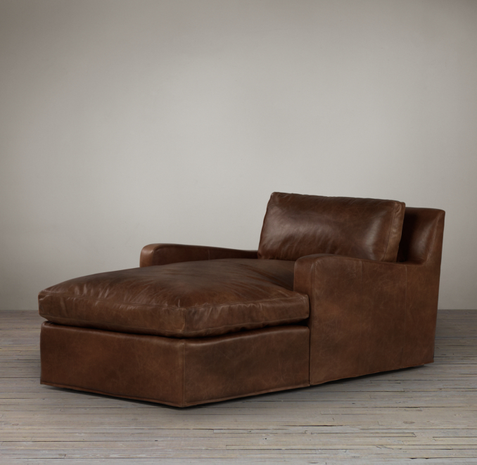 Belgian Slope Arm Leather Chaise