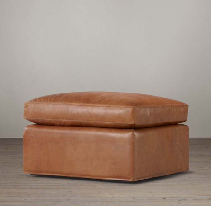Belgian Roll Arm Leather Ottoman