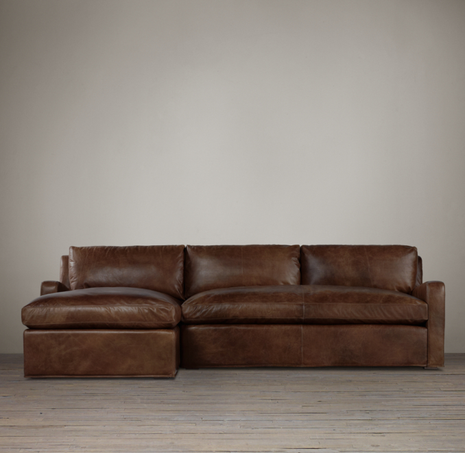 Belgian Slope Arm Leather Left Arm Sofa Chaise