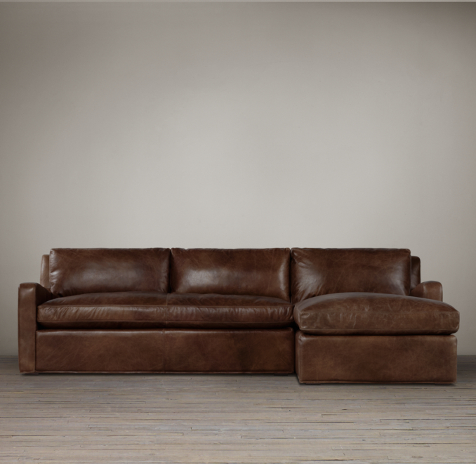 Belgian Slope Arm Leather Right Arm Sofa Chaise