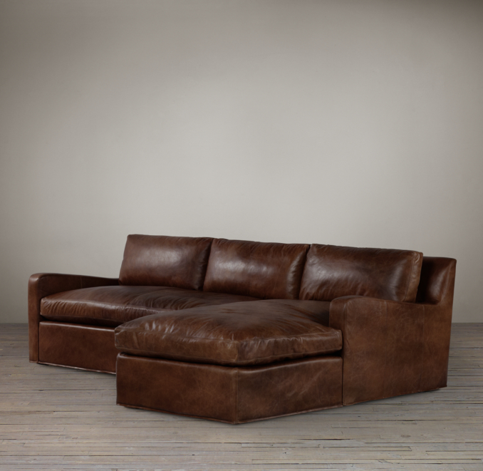 Belgian Slope Arm Leather Right Arm Sofa Chaise