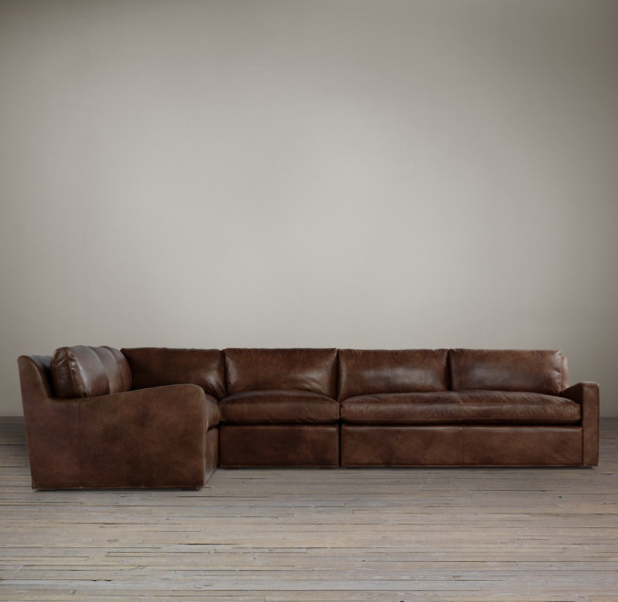 Belgian Slope Arm Leather L-Sectional