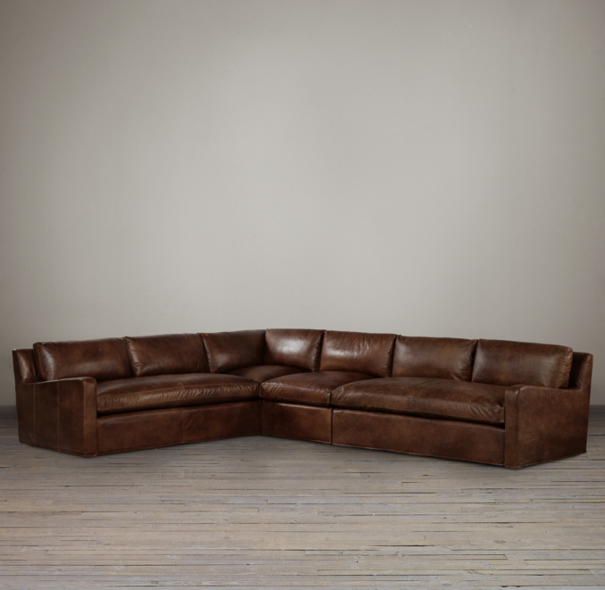 Belgian Slope Arm Leather L-Sectional