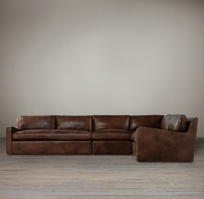Belgian Slope Arm Leather L-Sectional