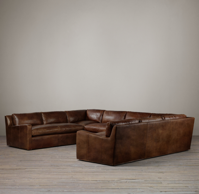 Belgian Slope Arm Leather U-Sofa Sectional