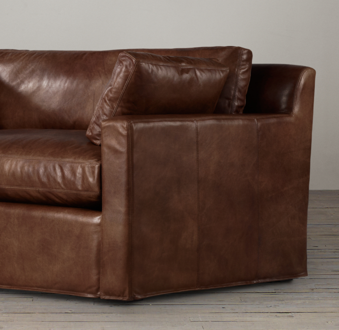5' Belgian Track Arm Leather Sofa