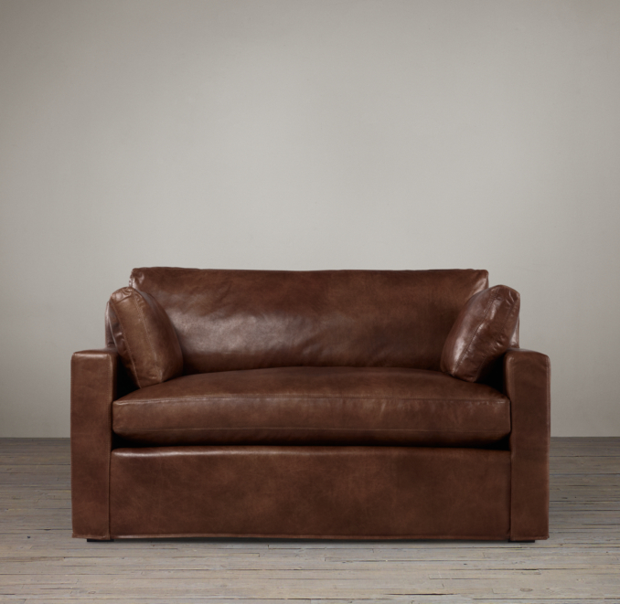 5' Belgian Track Arm Leather Sofa