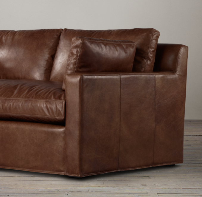 6' Belgian Track Arm Leather Sofa