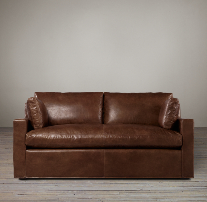 6' Belgian Track Arm Leather Sofa