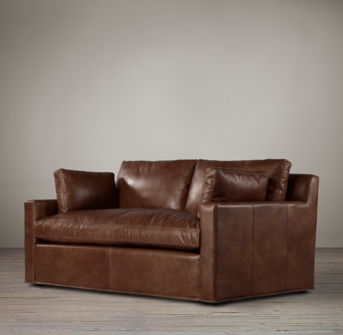 6' Belgian Track Arm Leather Sofa