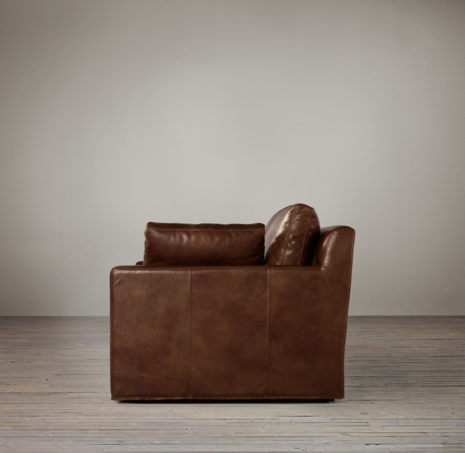6' Belgian Track Arm Leather Sofa