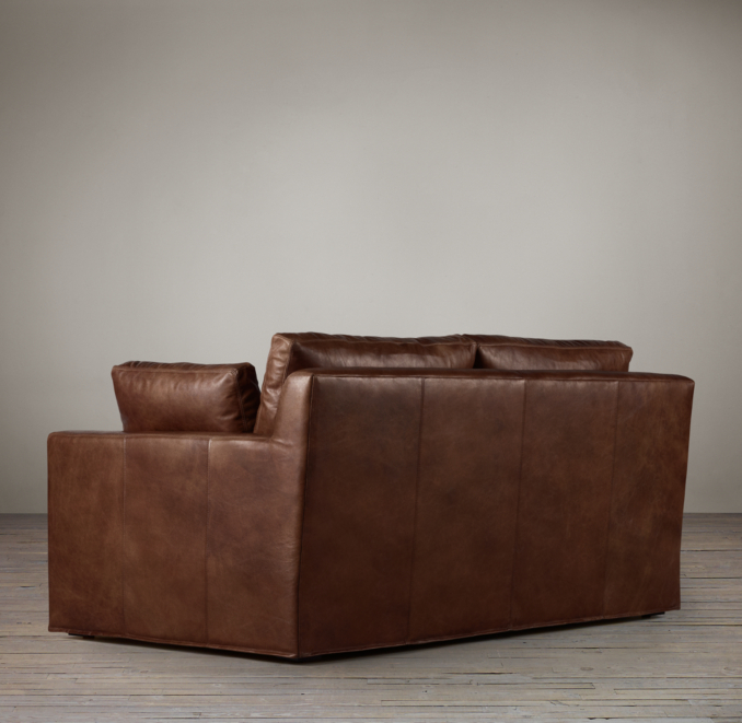 6' Belgian Track Arm Leather Sofa