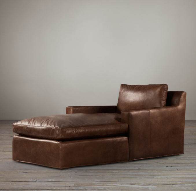 Belgian Track Arm Leather Chaise