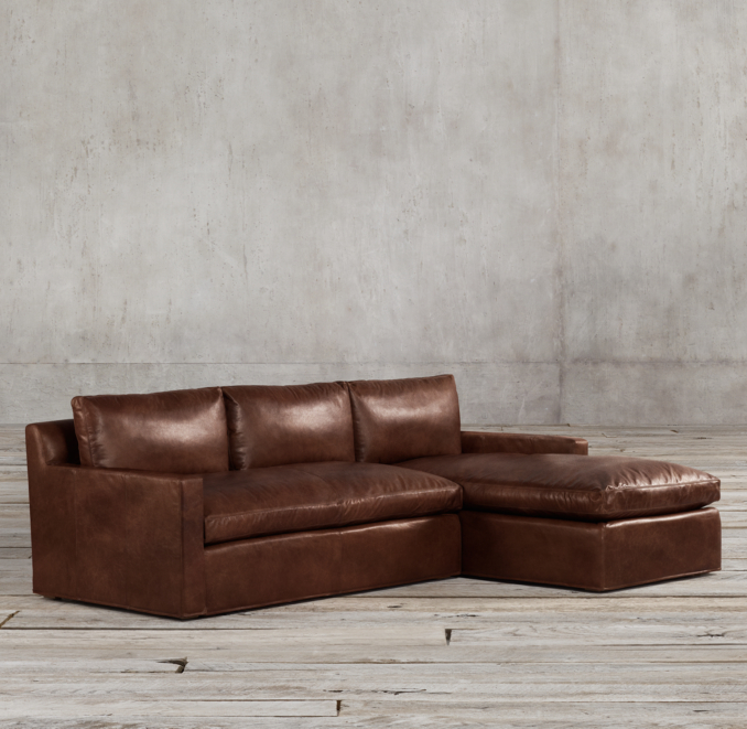 Belgian Track Arm Leather Right Arm Sofa Chaise