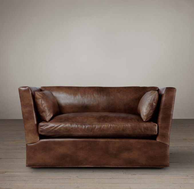 5' Belgian Shelter Arm Leather Sofa