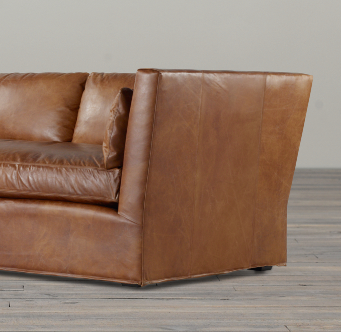 8' Belgian Shelter Arm Leather Sofa
