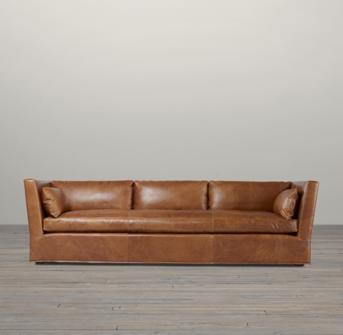 8' Belgian Shelter Arm Leather Sofa