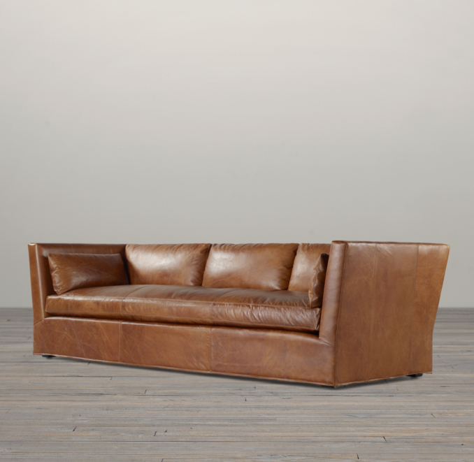 8' Belgian Shelter Arm Leather Sofa