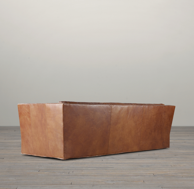 8' Belgian Shelter Arm Leather Sofa