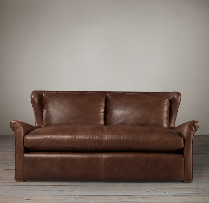 6' Belgian Wingback Leather Sofa