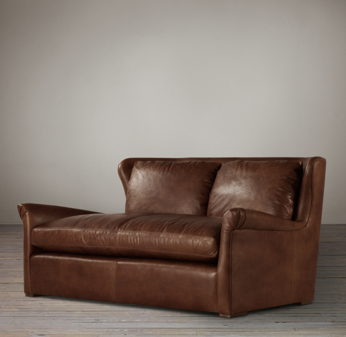 6' Belgian Wingback Leather Sofa