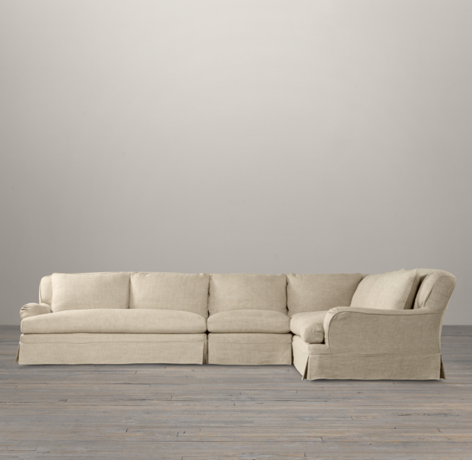 Belgian Classic Roll Arm Slipcovered Right-Arm L-Sectional