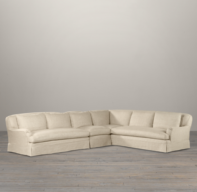 Belgian Classic Roll Arm Slipcovered Right-Arm L-Sectional