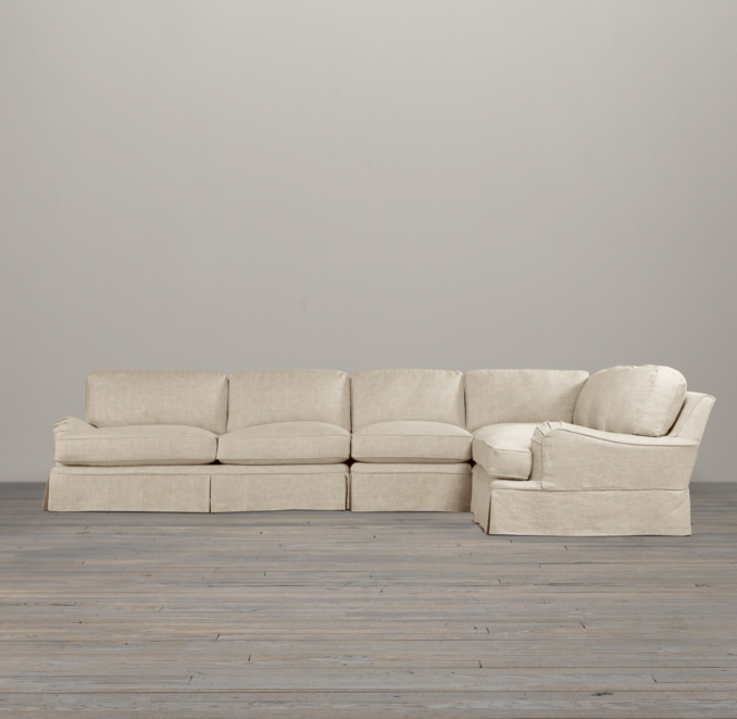 English Roll Arm Slipcovered Right-Arm L-Sectional