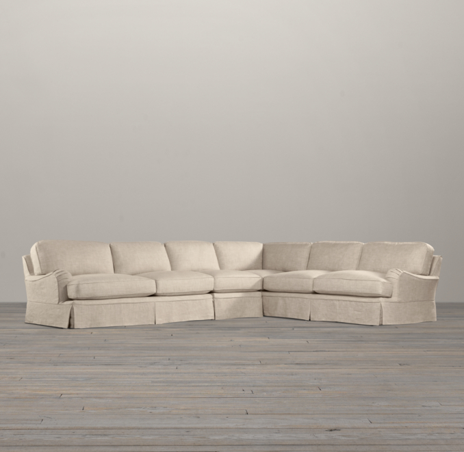 English Roll Arm Slipcovered Right-Arm L-Sectional