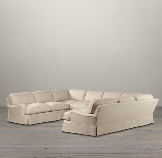 English Roll Arm Slipcovered U-Sofa Sectional