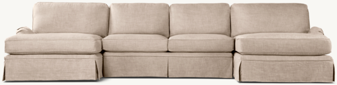Belgian Classic Roll Arm Slipcovered U-Chaise Sectional