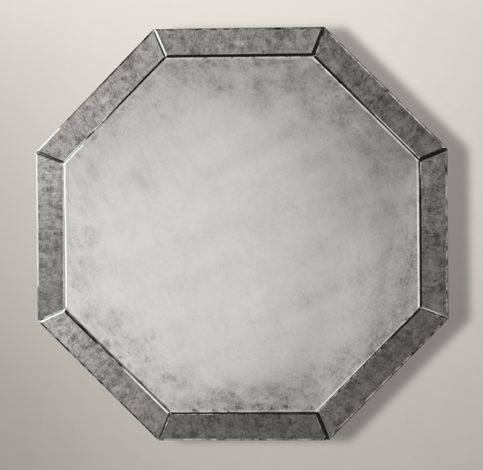Palazzo Antiqued-Glass Octagonal Mirror