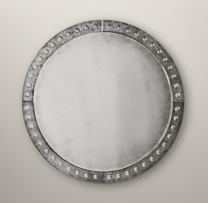 Palazzo Antiqued-Glass Round Mirror 