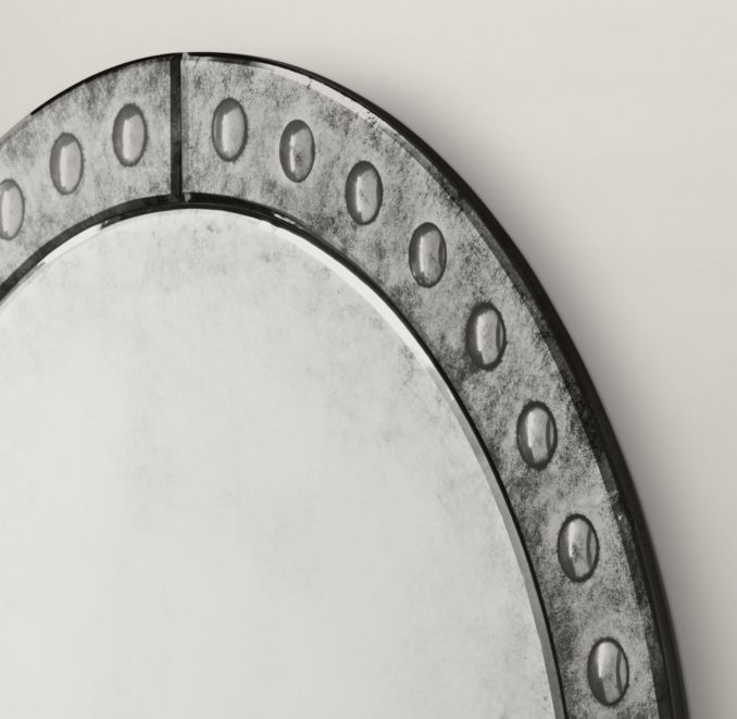 Palazzo Antiqued-Glass Round Mirror 