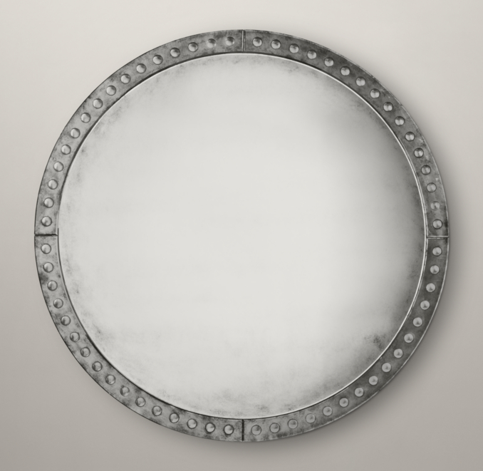 Palazzo Antiqued-Glass Round Mirror