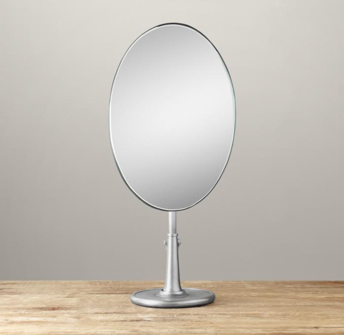Telescoping Tabletop Mirror Dark Nickel Oval