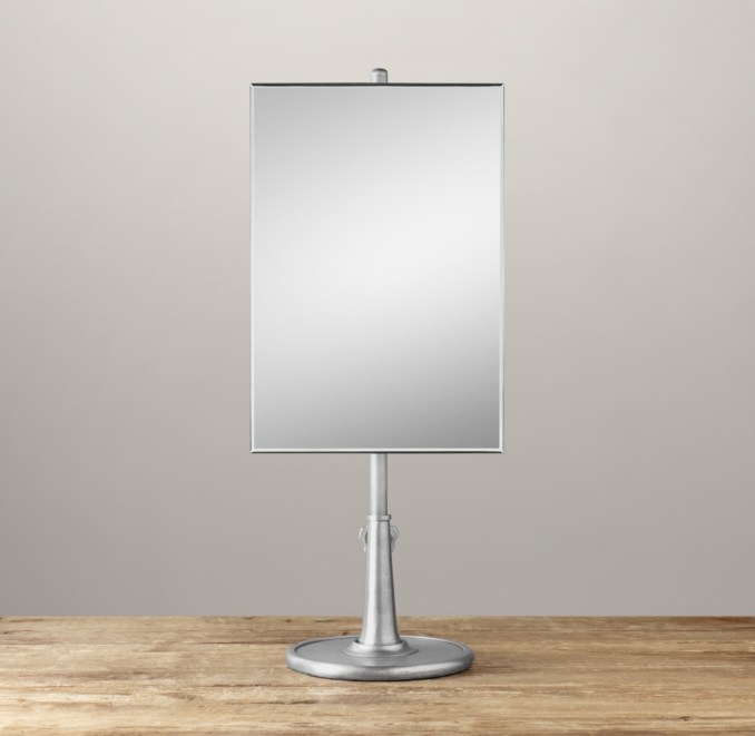 Telescoping Tabletop Mirror Dark Nickel Rectangle